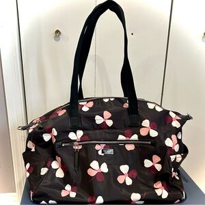 Kate Spade Pink and Black Floral Tote with Sturdy Handles